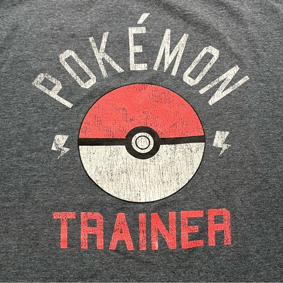Pokemon Shirt Youth Kids Large Gray Red Pokeball Crew  Neck Tshirt Short Sleeve - Picture 4 of 8